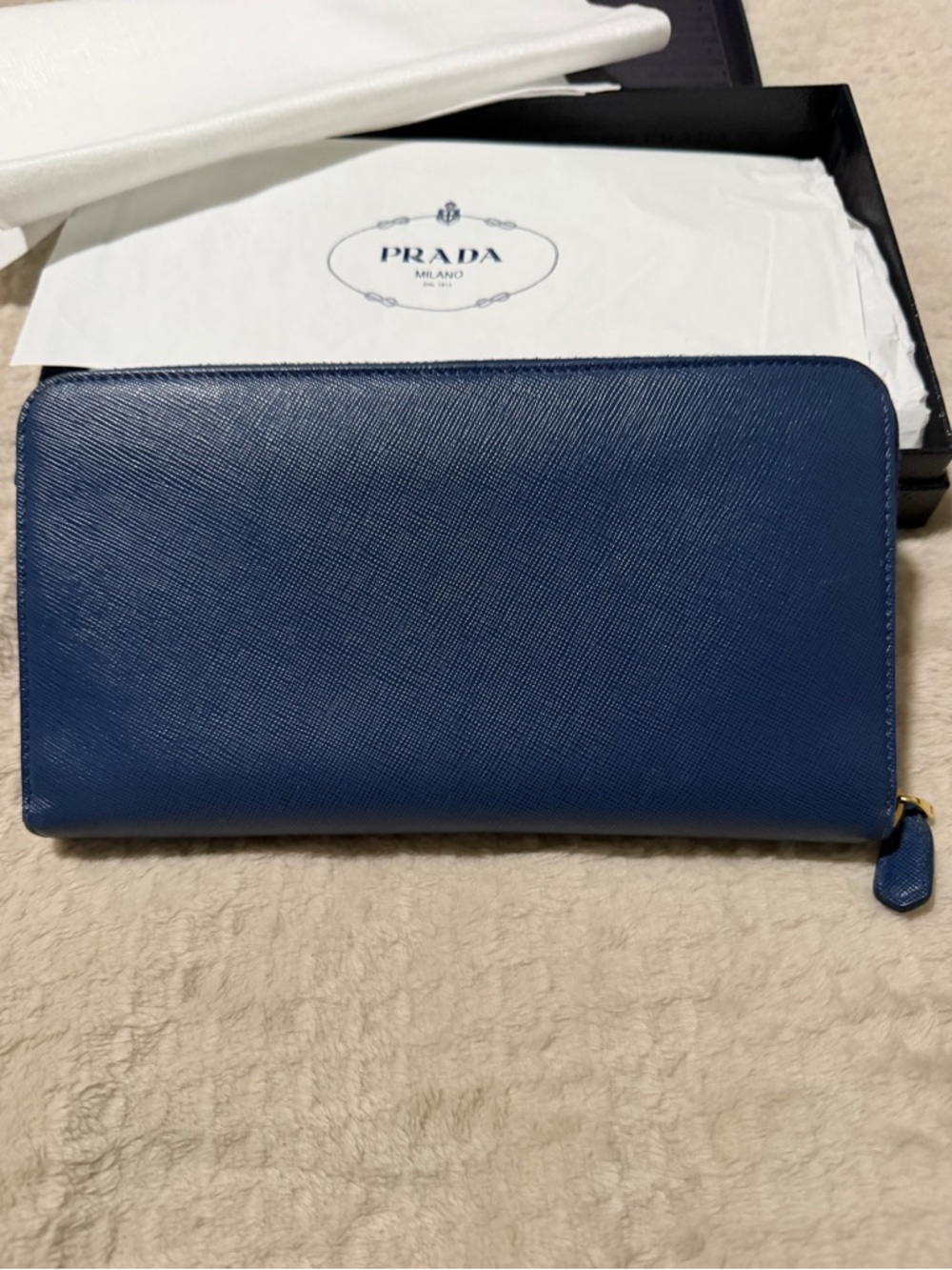 Prada Saffiano Continental Wallet in Bluette Navy - Picture 4 of 7